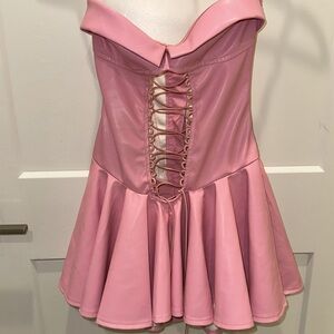 New Pink Faux Leather Dress